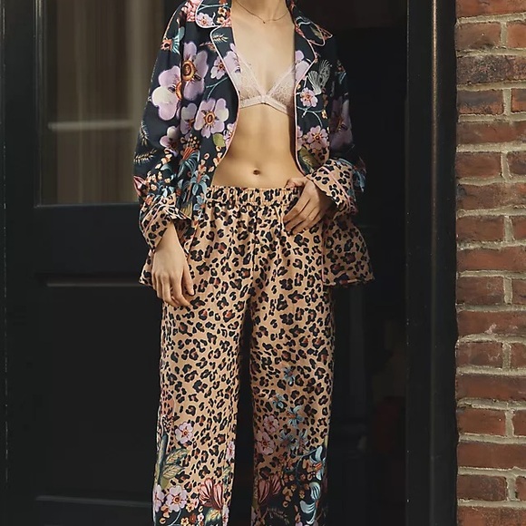NWT Anthropologie Floral & Animal Print Women's Pajama (Pants only) 100% Cotton - Picture 2 of 7